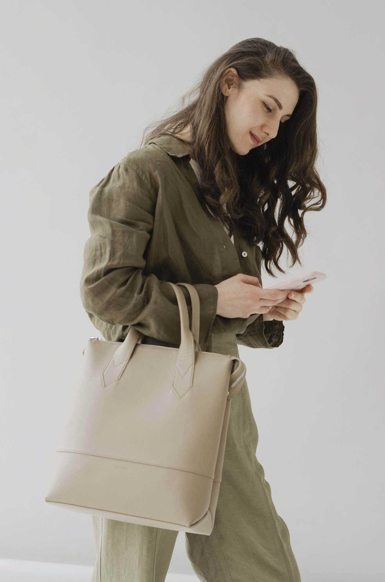 Кожаная сумка тоут бежевая Laguna Beige - Интернет-магазин кожаных изделий "Верфь"