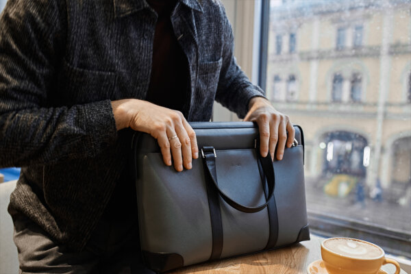 Мужская деловая сумка Pebble Grey-Black