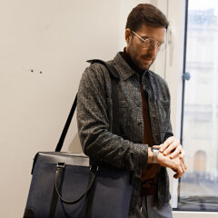 Мужская деловая сумка Pebble Blue-Black - Image 13