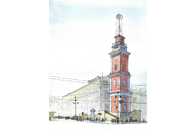 Постер Башня Городской Думы А3 - Верфь, цвет белый - фото 1